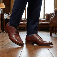 Men's Burgundy Leather Classic Formal Lace-Up Brogue Shoes