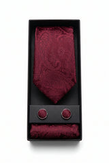 Men’s Burgundy Paisley Tie Gift Set