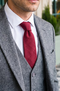 Men’s Burgundy Suede-Finish Tie