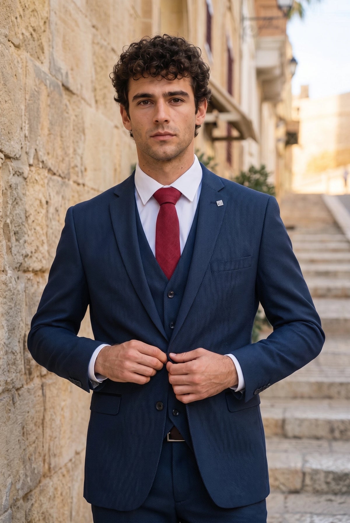 Men’s Burgundy Suede-Finish Tie