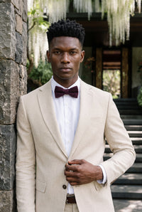 Men’s Burgundy Tweed Wool Blend Bow Tie