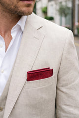 Men’s Burgundy Tweed Wool Blend Pocket Square