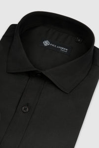 Men's Classic Double Cuff Cutaway Collar Dress Shirt - Black