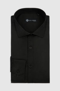 Men's Classic Double Cuff Cutaway Collar Dress Shirt - Black