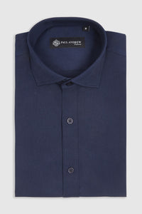 Men's Classic Double Cuff Cutaway Collar Dress Shirt - Navy