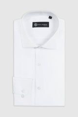 Men's Classic Double Cuff Cutaway Collar Dress Shirt - White