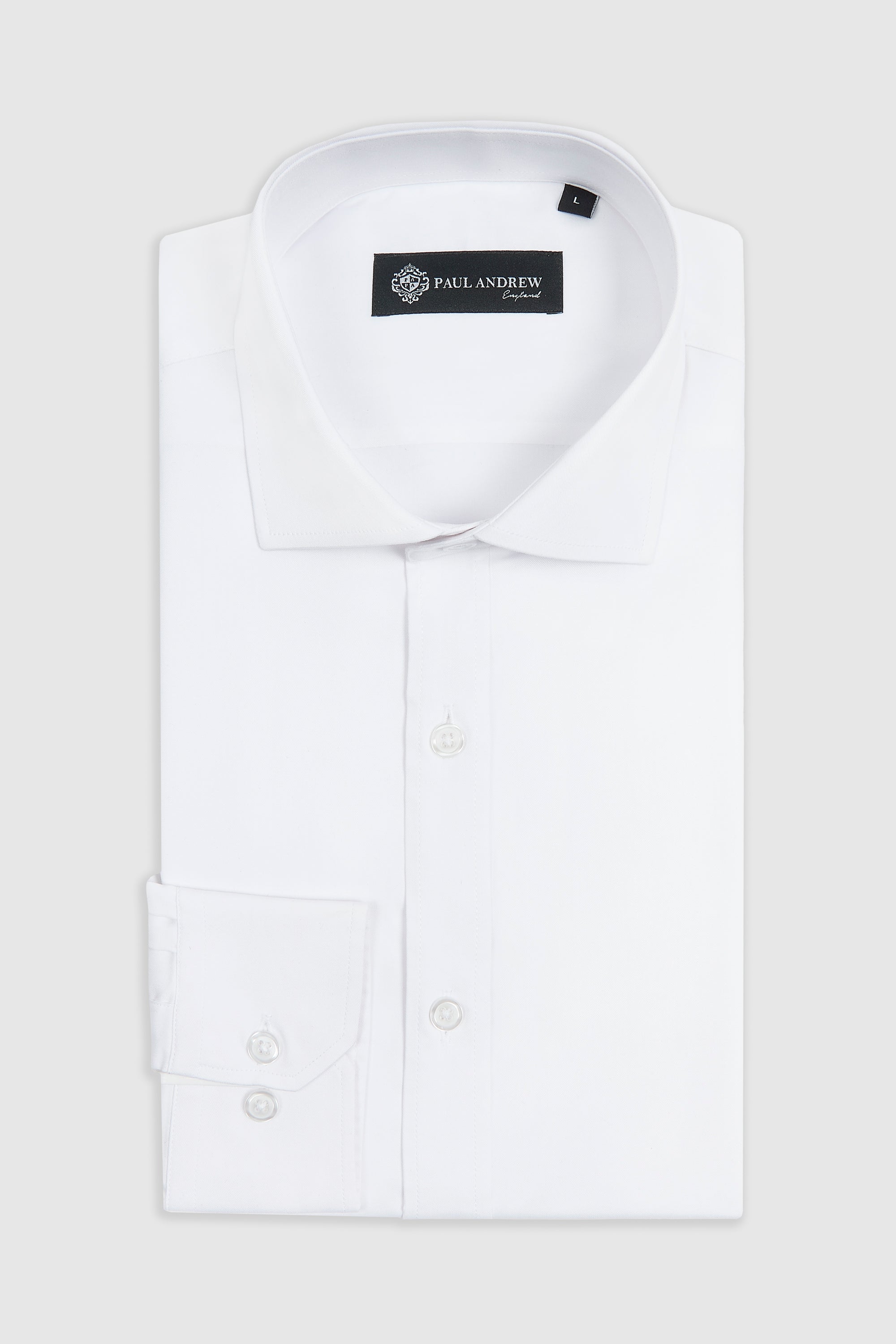 Men's Classic Double Cuff Cutaway Collar Dress Shirt - White