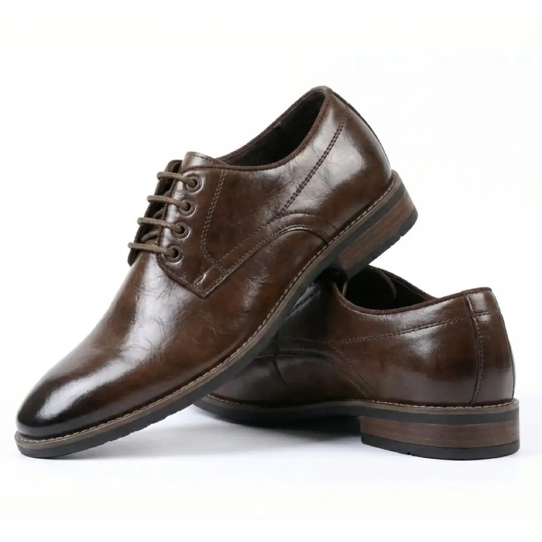 Men's Classic Plain Toe Lace-Up Derby Shoes