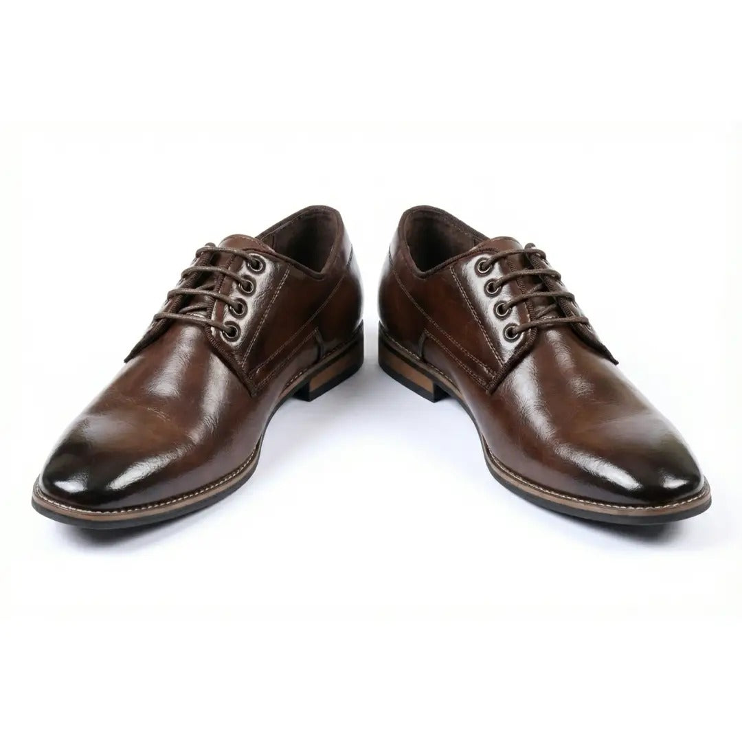 Men's Classic Plain Toe Lace-Up Derby Shoes