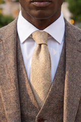 Men’s Cream Wool Blend Tweed Tie