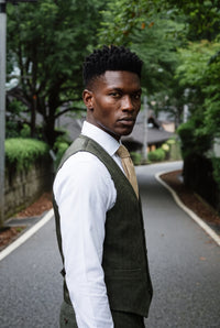 Men’s Cream Wool Blend Tweed Tie