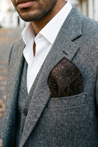 Men’s Dark Brown Tweed Wool Blend Pocket Square