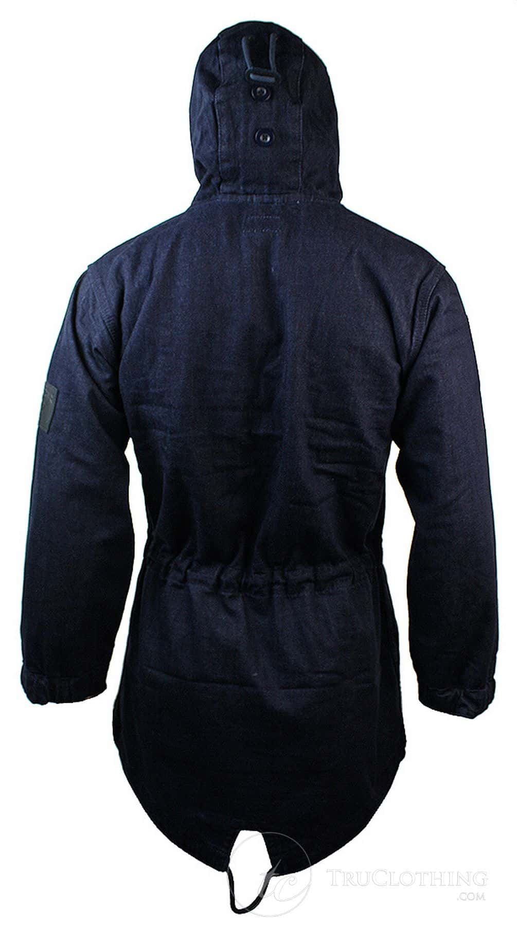 Mens Denim Overcoat Hooded Jeans Jacket Fleece Lined 3/4 Trench Duffle