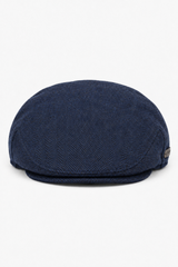 Men's Flat Cap Wool Herringbone Navy Tweed Classic 1920s Unisex Del Boy