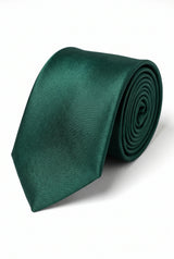 Men’s Forest Green Tie Set with Pocket Square and Cufflinks