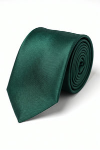 Men’s Forest Green Tie Set with Pocket Square and Cufflinks