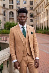 Men’s Forest Green Tie Set with Pocket Square and Cufflinks