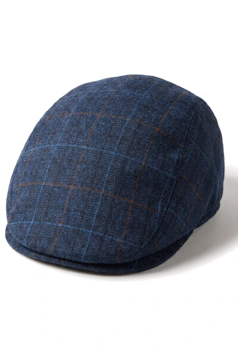 Mens Grandad Baker Flat Navy Cap 8 Panel Tweed Vintage Classic Smart Casual 1920s