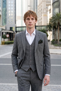 Men’s Green Tweed Wool Blend Pocket Square