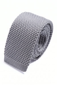Men’s Grey Knitted Solid Colour Tie