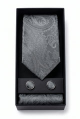 Men’s Grey Paisley Tie Gift Set