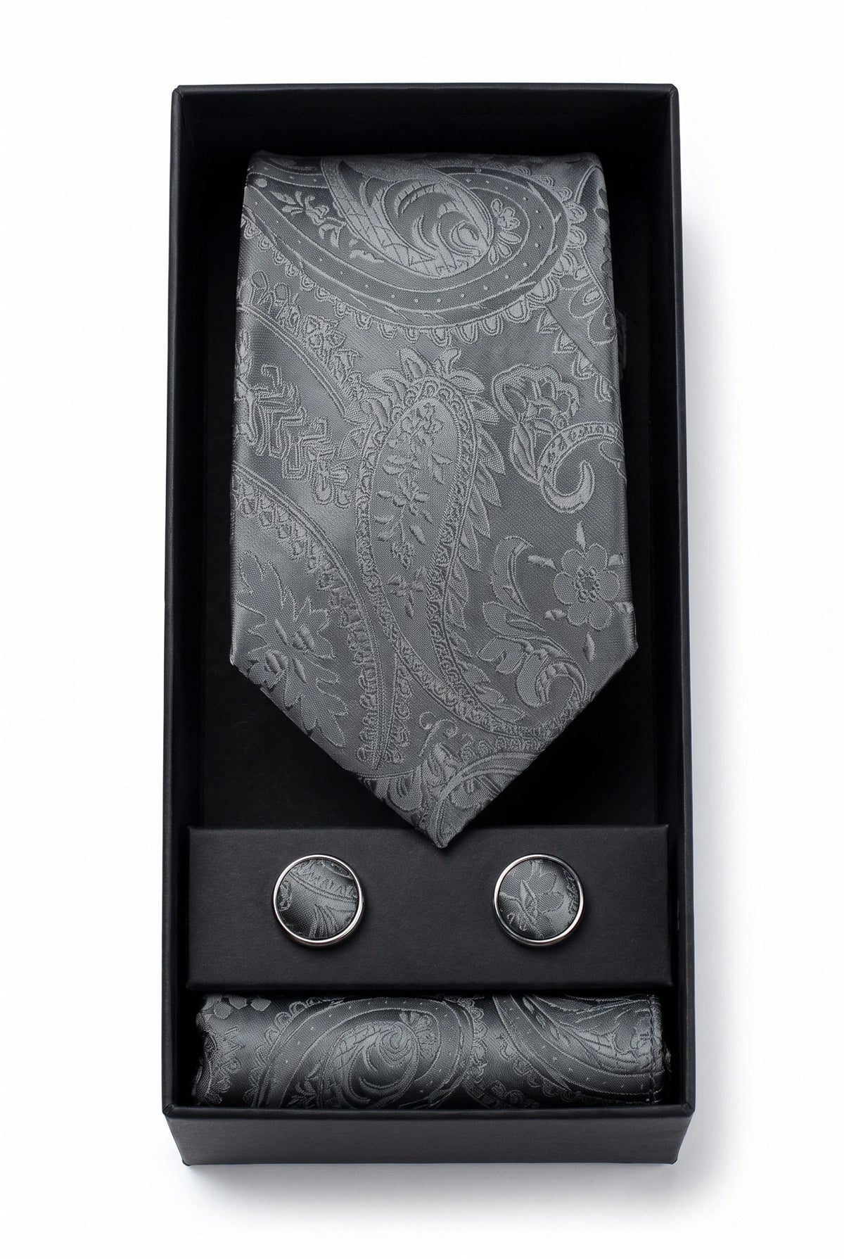 Men’s Grey Paisley Tie Gift Set