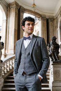 Men’s Grey Tweed Wool Blend Bow Tie