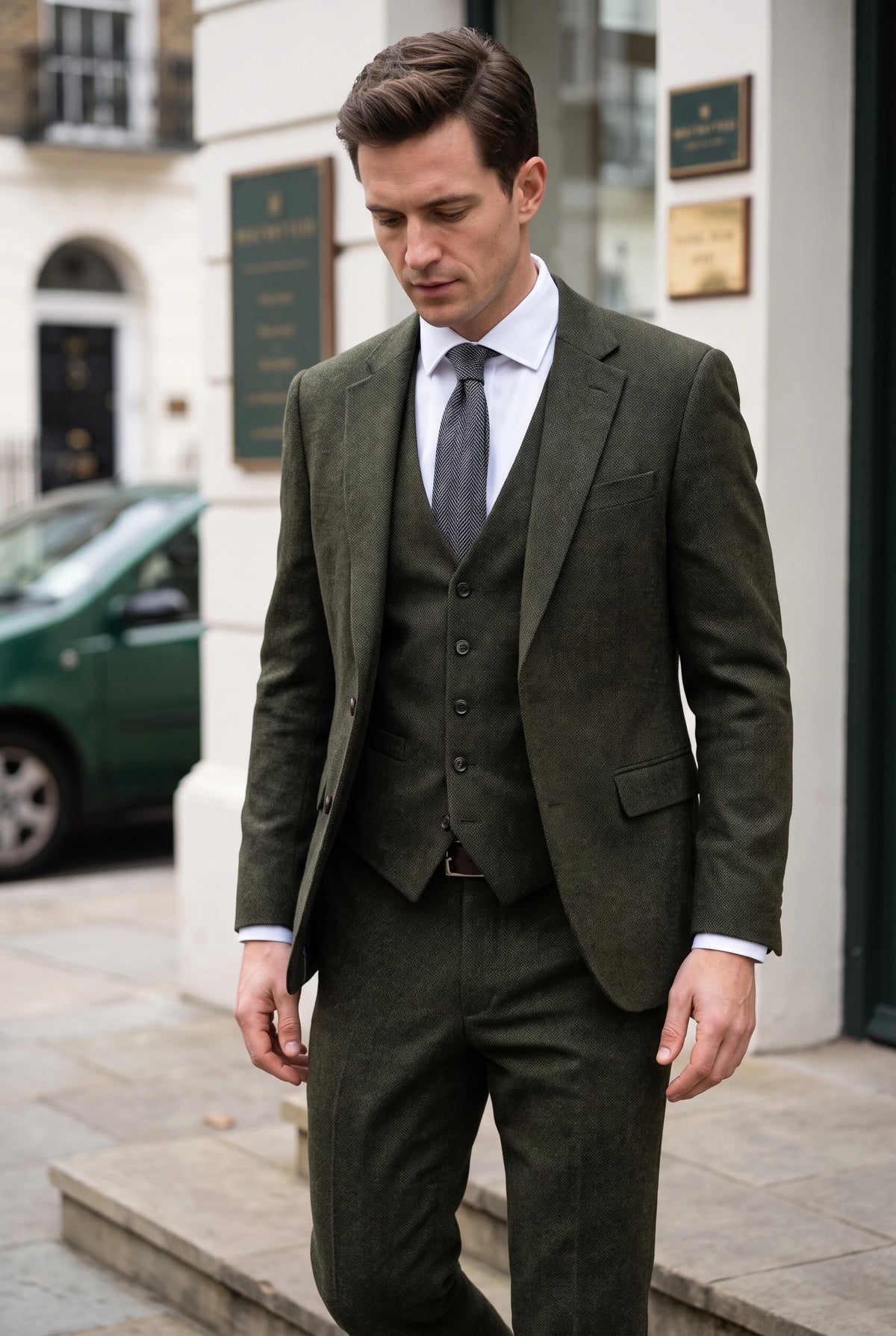 Men’s Grey Wool Blend Tweed Tie