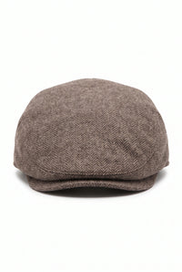 Men’s Brown Wool Blend Flat Cap