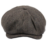 Men's Herringbone Newsboy Classic Flat Cap - Brown