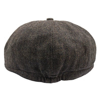 Men's Herringbone Newsboy Classic Flat Cap - Brown