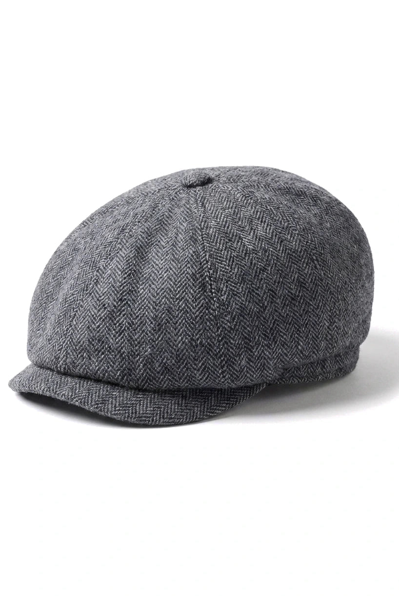 Men's Herringbone Newsboy Classic Flat Cap - Grey