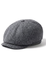 Men's Herringbone Newsboy Classic Flat Cap - Grey