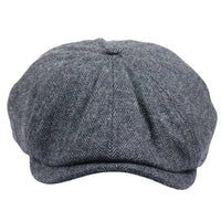 Men's Herringbone Newsboy Classic Flat Cap - Grey