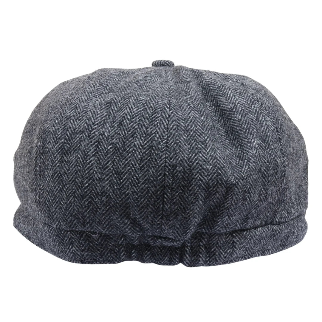 Men's Herringbone Newsboy Classic Flat Cap - Grey