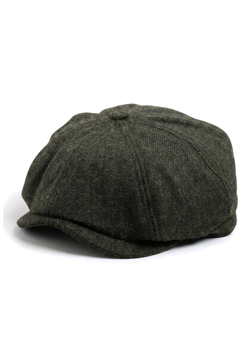 Men's Herringbone Newsboy Classic Flat Cap - Olive