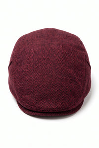 Men’s Wine Wool Blend Flat Cap