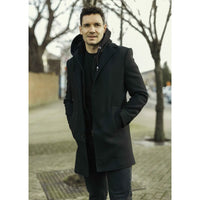 Men's Hooded Wool Blend Classic Overcoat