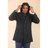 Men's Hooded Wool Blend Classic Overcoat