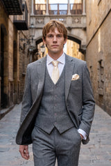 Men’s Ivory Tie Set with Pocket Square and Cufflinks