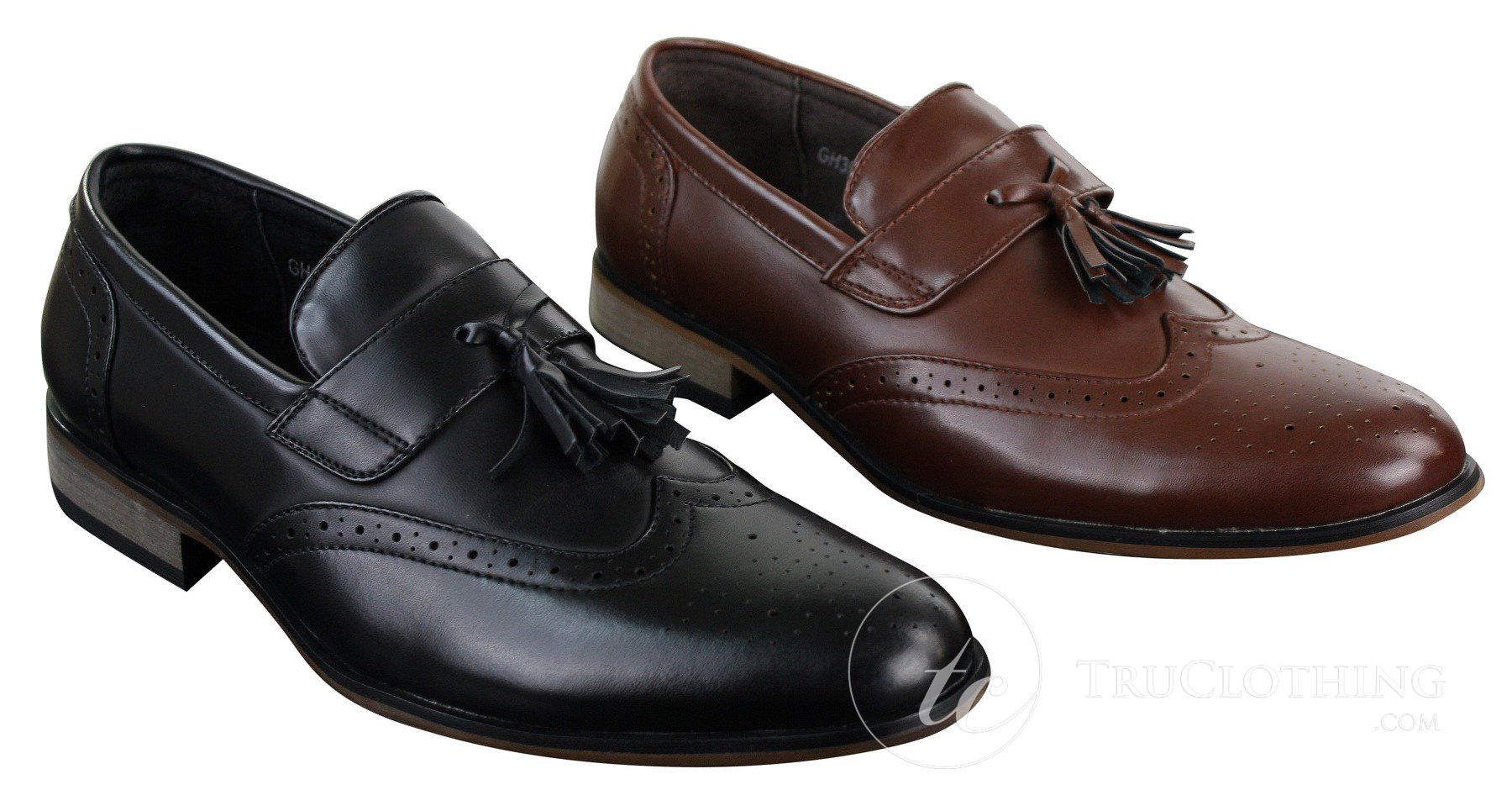 Mens Leather Slip On Tassle Brogues Driving Shoes Loafers Classic Vintage Retro