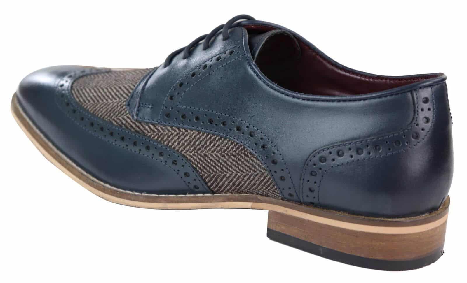 Mens Leather & Tweed 1920s Gatsby Shoes