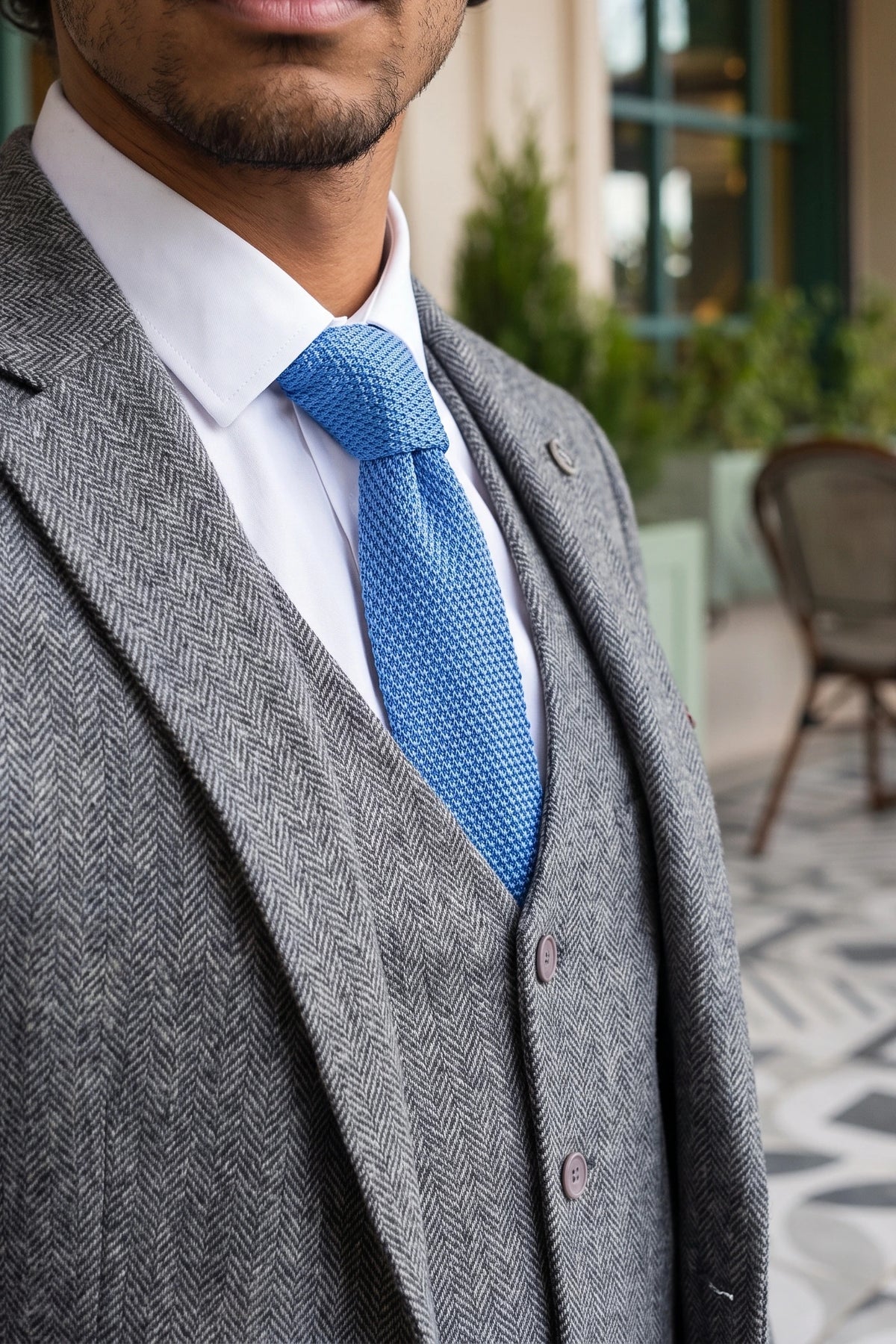 Men’s Light Blue Knitted Tie