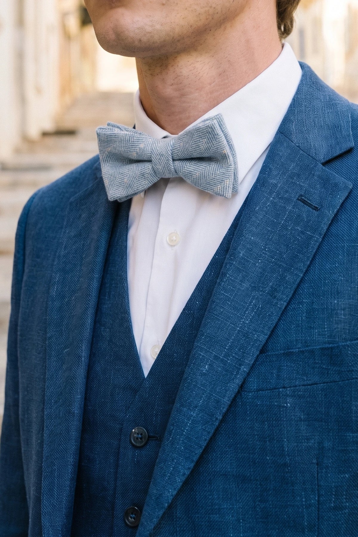 Men’s Light Blue Tweed Bow Tie