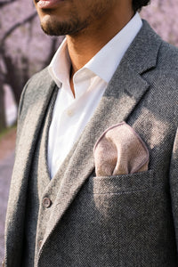 Men’s Light Pink Tweed Wool Blend Pocket Square