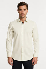 Men's Long Sleeve Button-Down Dress Shirt - Cream