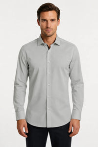 Men's Long Sleeve Button-Down Dress Shirt - Grey