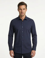 Men's Long Sleeve Button-Down Dress Shirt - Navy