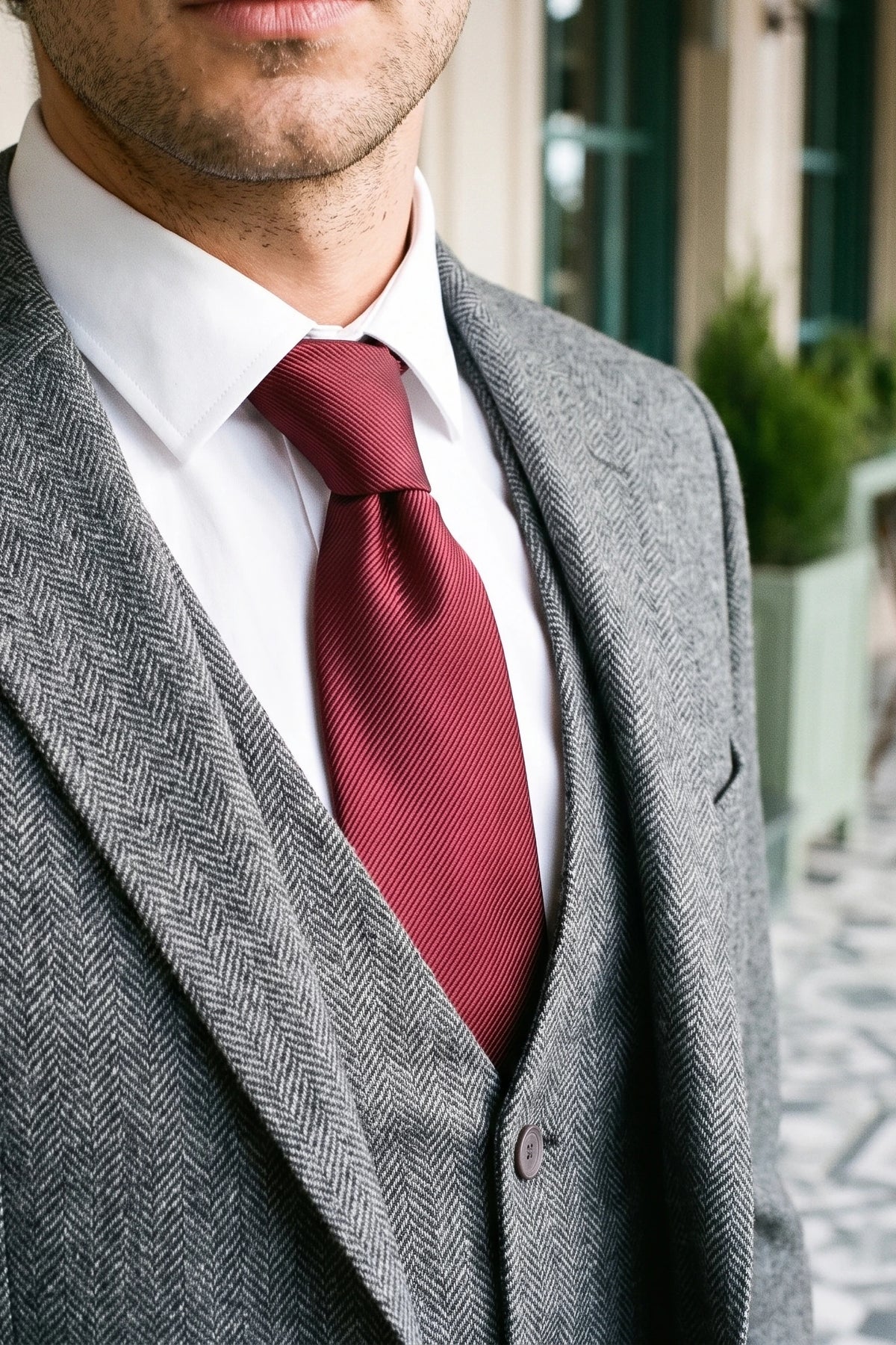 Men’s Maroon Slim 6cm Solid Colour Tie