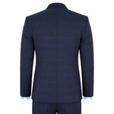 IM54 - Men's Navy Blue Check Tailored Fit 3 Piece Suit